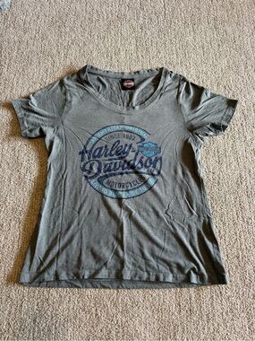 Harley-Davidson Gray Short Sleeve Tee with Navy Logo